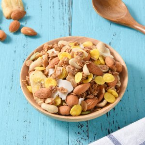 阿寶樂烘焙堅果燕麥片干吃沖飲源頭工廠 營養(yǎng)早餐懶人速食代餐即食罐裝一站式代加工