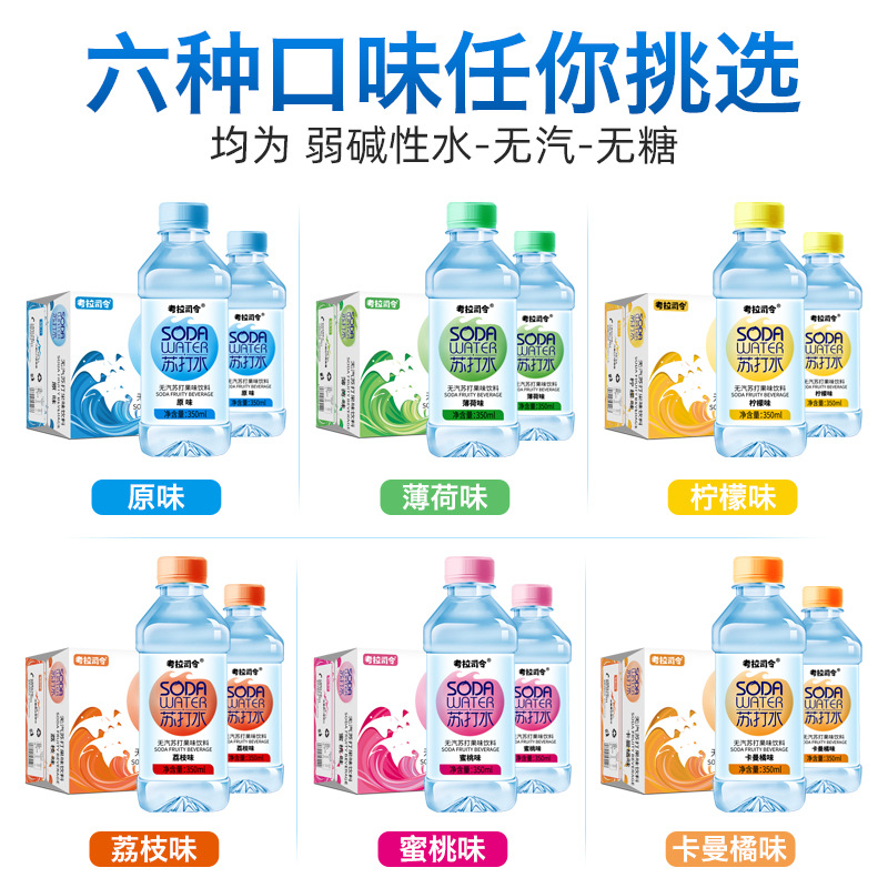 薄荷味蘇打水飲料350mlx24瓶整箱批發(fā)弱堿性無(wú)糖新日期OEM代加工