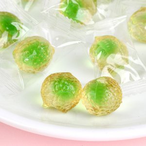 廠家直銷(xiāo) 蘋(píng)果味水晶軟糖 爆漿糖果 零食現(xiàn)貨批發(fā) 可貼 可代