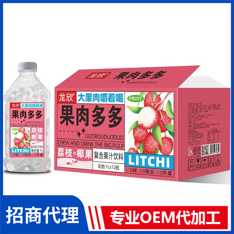 龍欣果肉多多荔枝椰果復(fù)合果汁飲料代理批發(fā) 果汁飲料OEM代加工